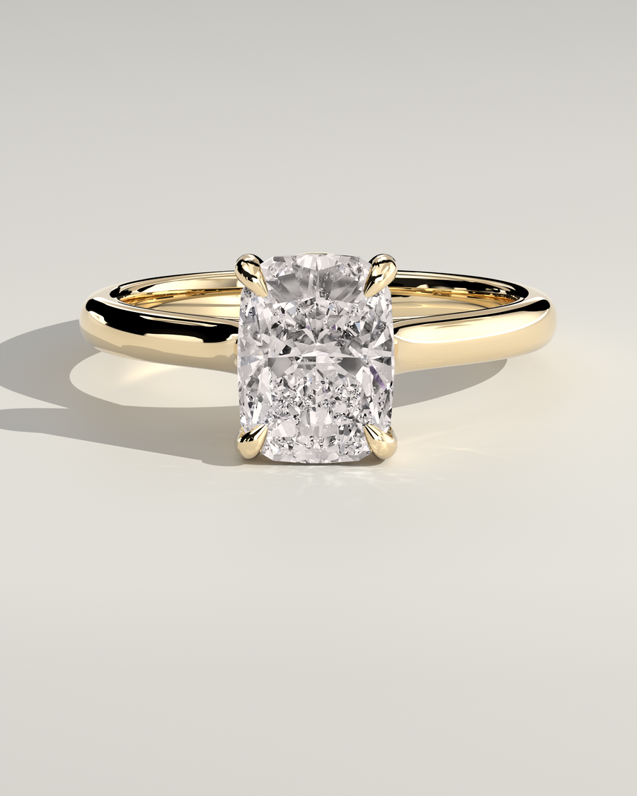 Cathedral Solitaire Engagement Ring — Cushion, yellow gold
