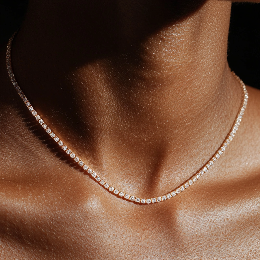 10ct Tennis Necklace in 14k Yellow Gold, Diyona