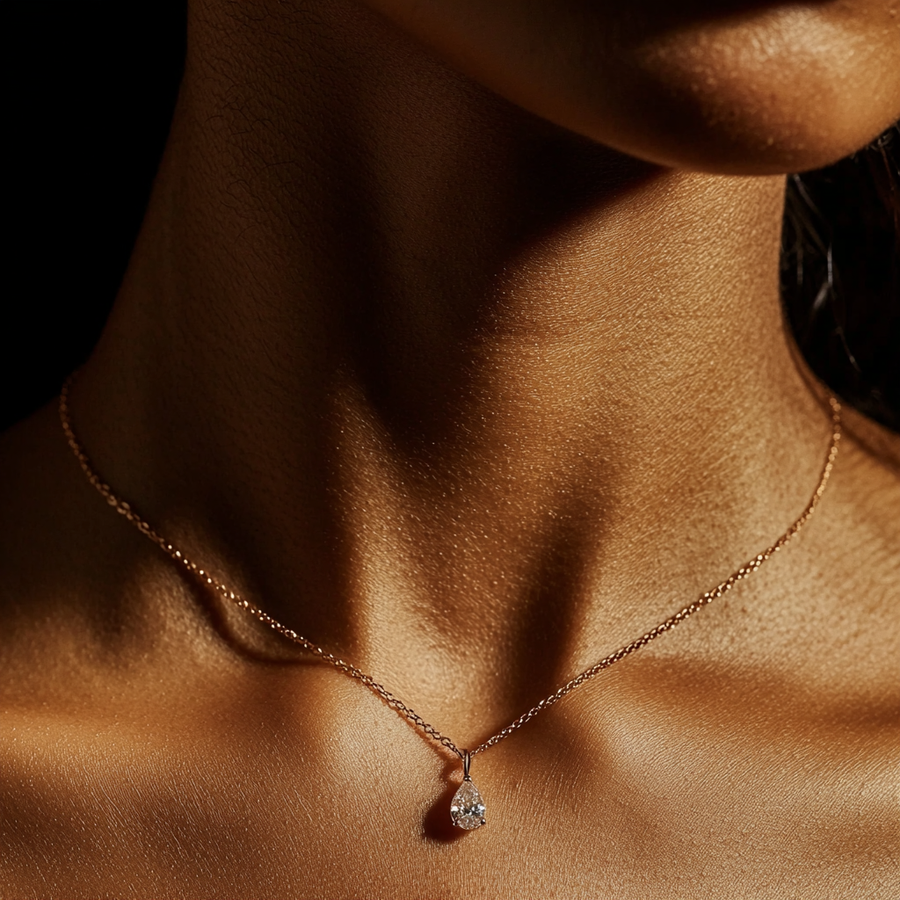 1ct Pear Solitaire Pendant, Diyona