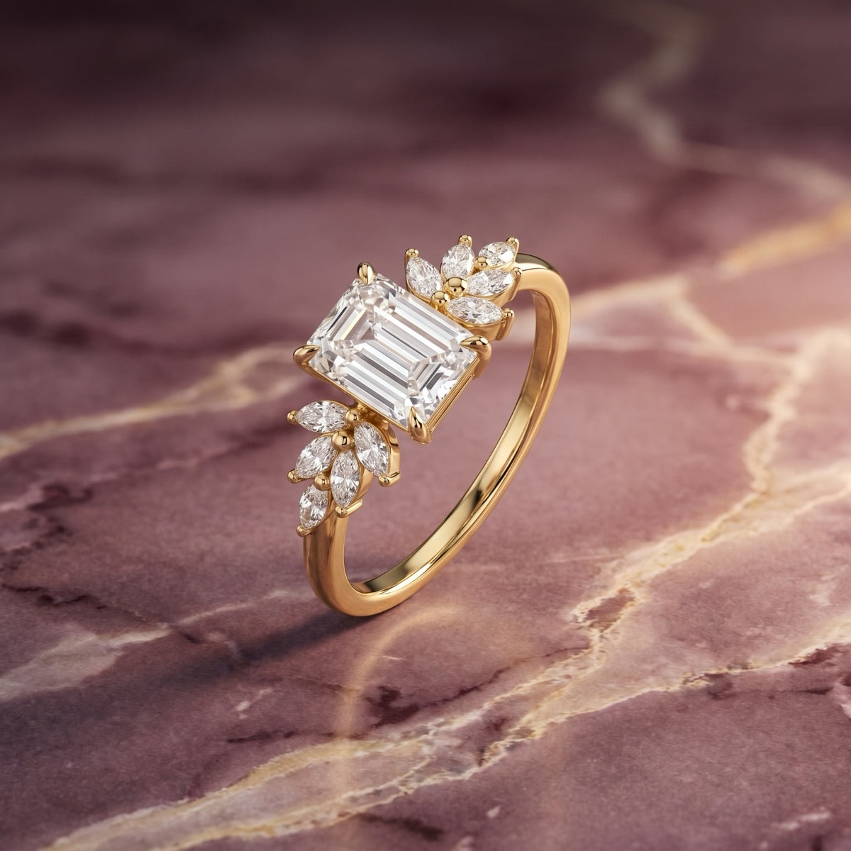 Nature-inspired lab grown diamond engagement ring setting