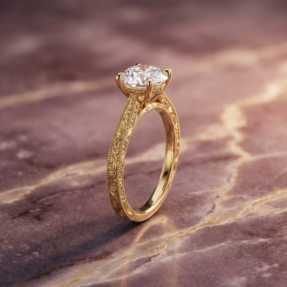 Vintage lab grown diamond engagement ring setting