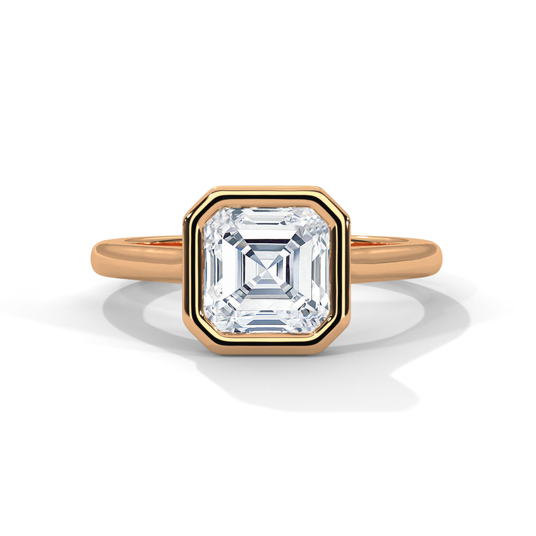 Genora Solitaire Bezel 2ct Asscher Lab Diamond Engagement Ring