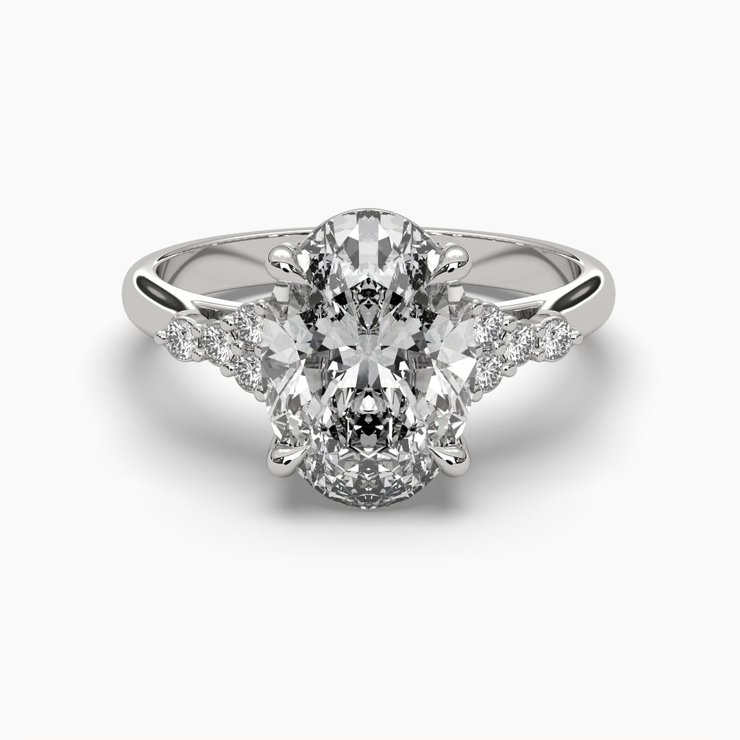 Tiana Cathedral 2.5ct Oval Lab Diamond Engagement Ring with Round Diamond Accents