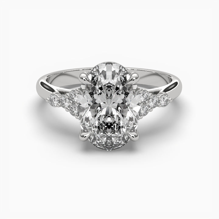 Tiana Cathedral 2.5ct Oval Lab Diamond Engagement Ring with Round Diamond Accents