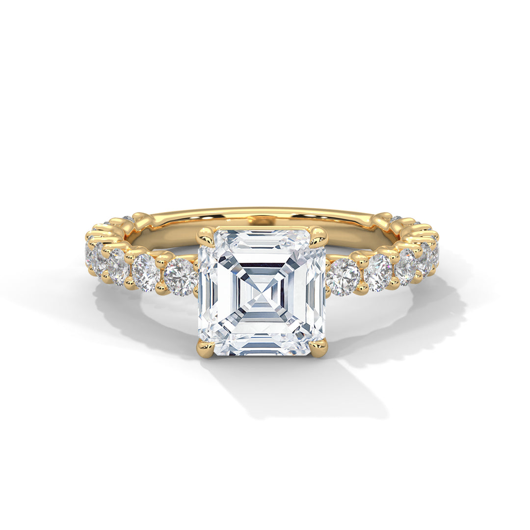 Evora Floating Diamond 2ct Asscher Lab Diamond Engagement Ring