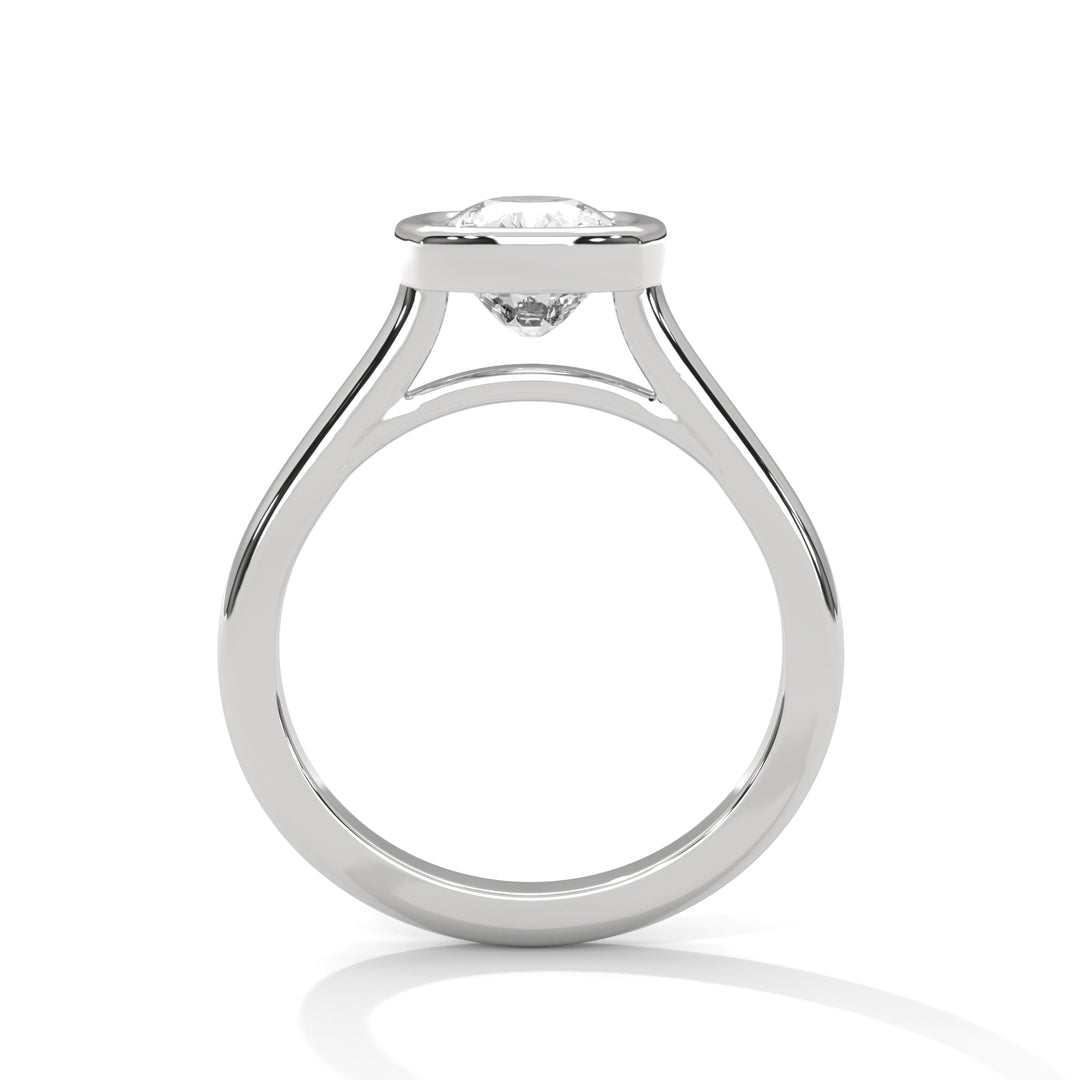 Genora Solitaire Bezel 2ct Long Cushion Lab Diamond Engagement Ring