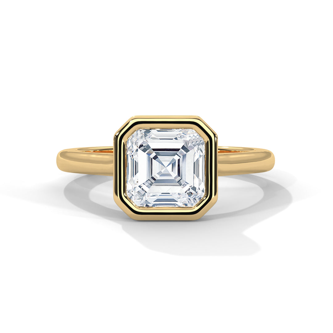 Genora Solitaire Bezel 2ct Asscher Lab Diamond Engagement Ring