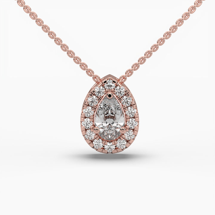 6/10ct Deluxe Halo Pear and Round Lab Grown Diamond Pendant Necklace