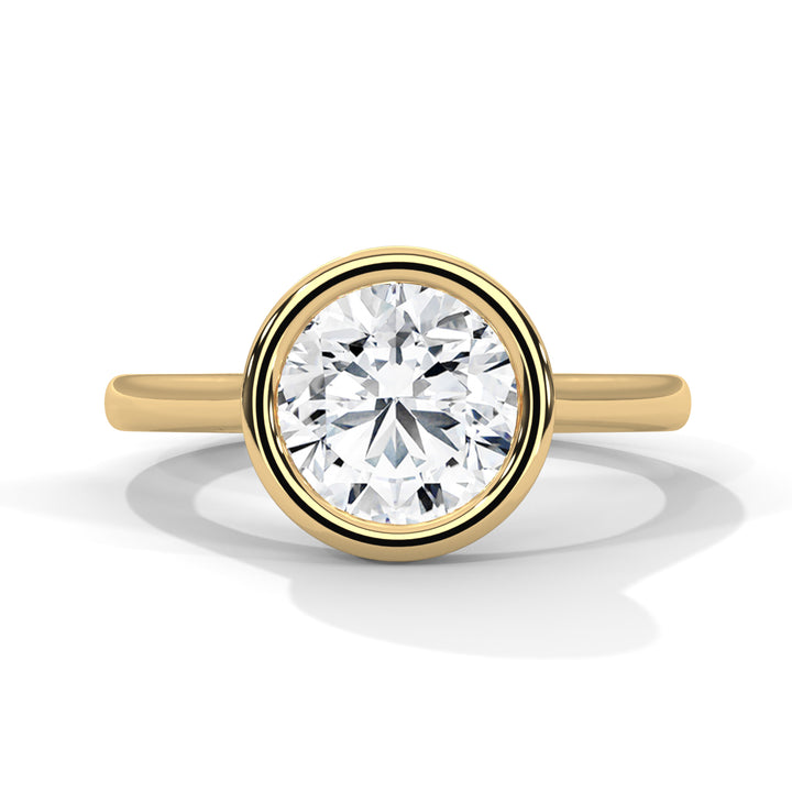 Genora Solitaire Bezel 2ct Round Lab Diamond Engagement Ring