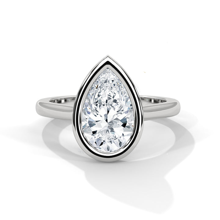 Genora Solitaire Bezel 2ct Pear Lab Diamond Engagement Ring