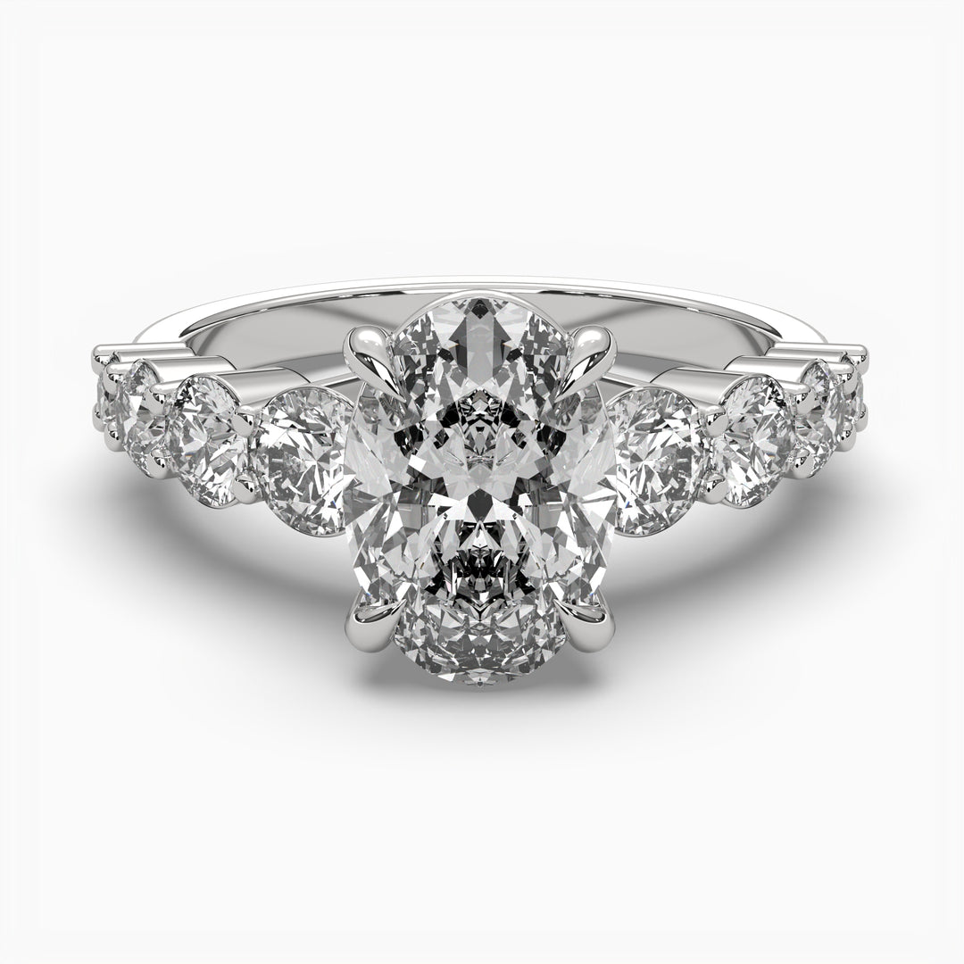 Viya Graduating 2ct Oval Lab Diamond Engagement Ring with Round Diamond Accents