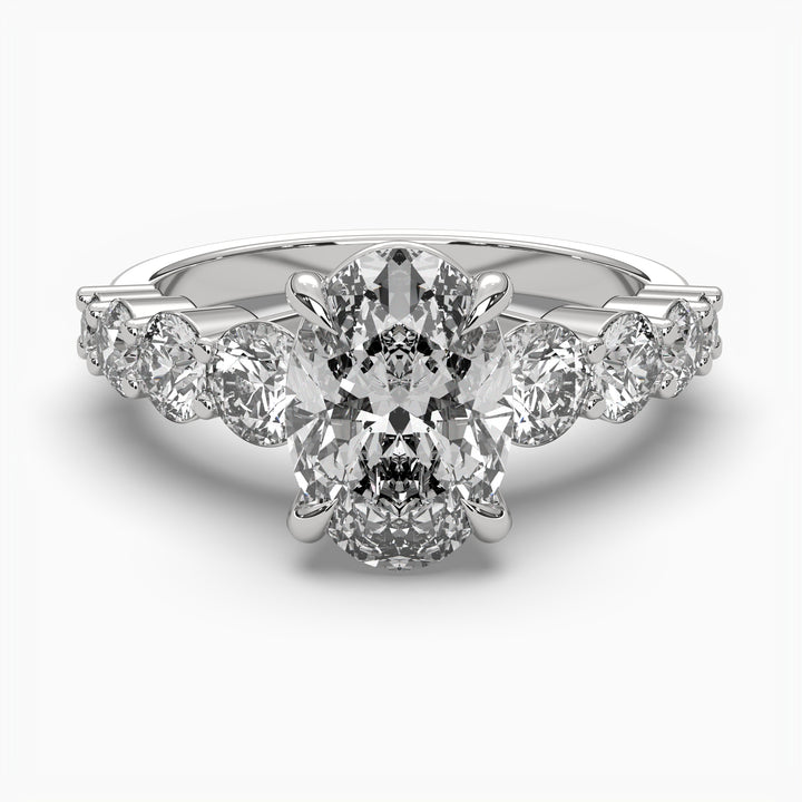 Viya Graduating 2ct Oval Lab Diamond Engagement Ring with Round Diamond Accents