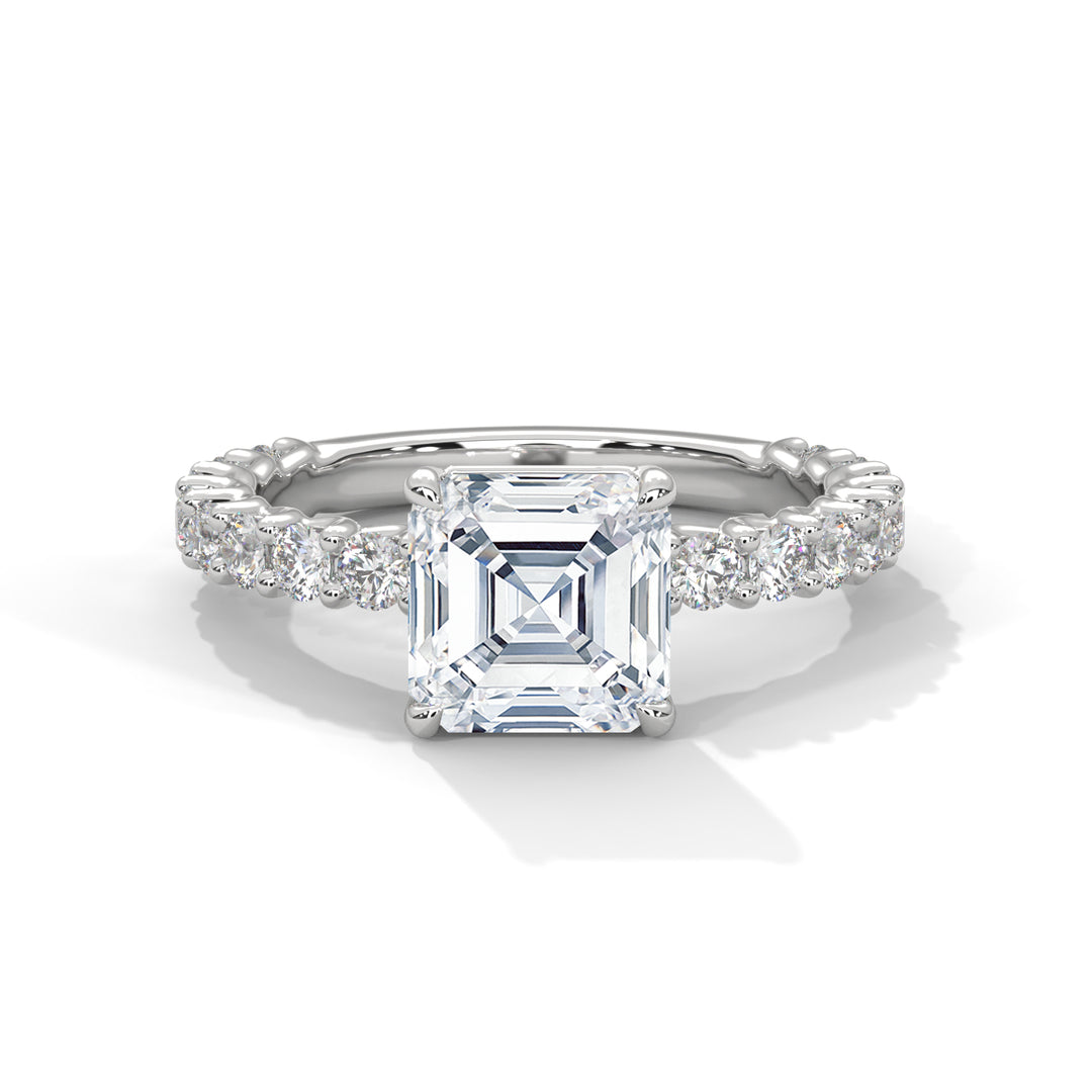 Evora Floating Diamond 2ct Asscher Lab Diamond Engagement Ring