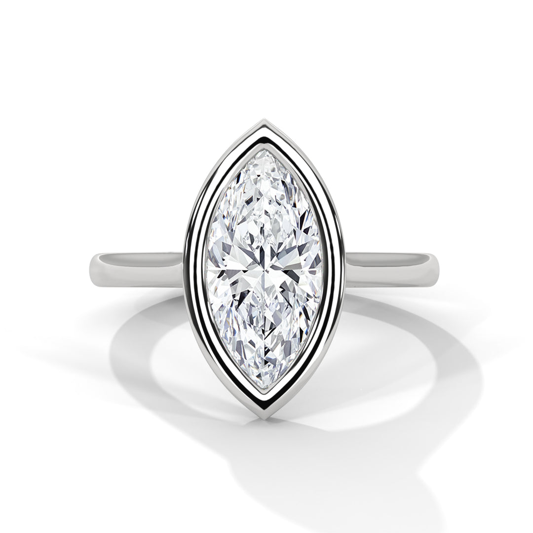 Genora Solitaire Bezel 2ct Marquise Lab Diamond Engagement Ring