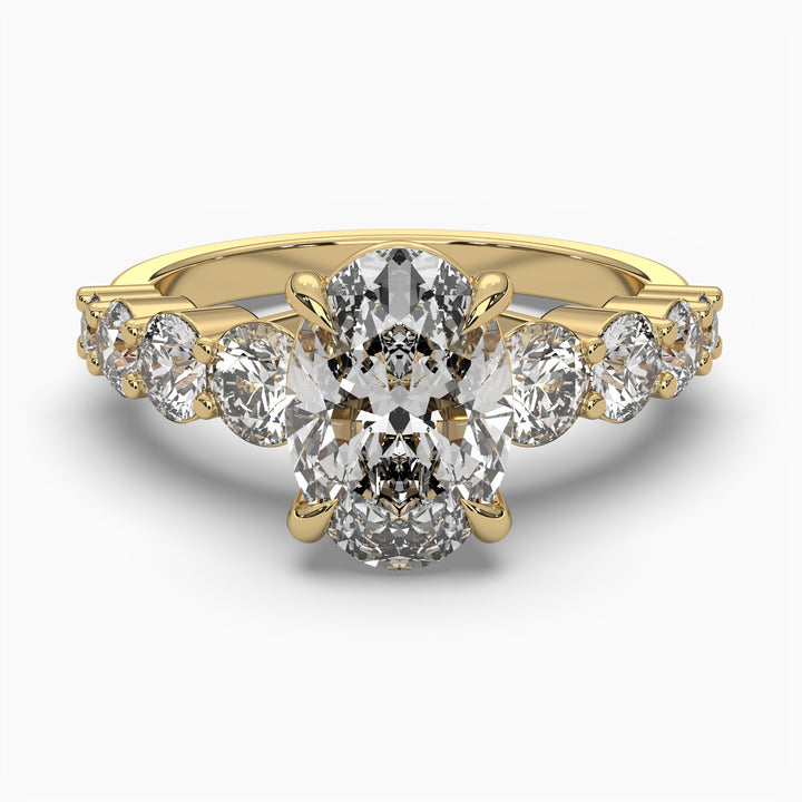 Viya Graduating 2ct Oval Lab Diamond Engagement Ring with Round Diamond Accents