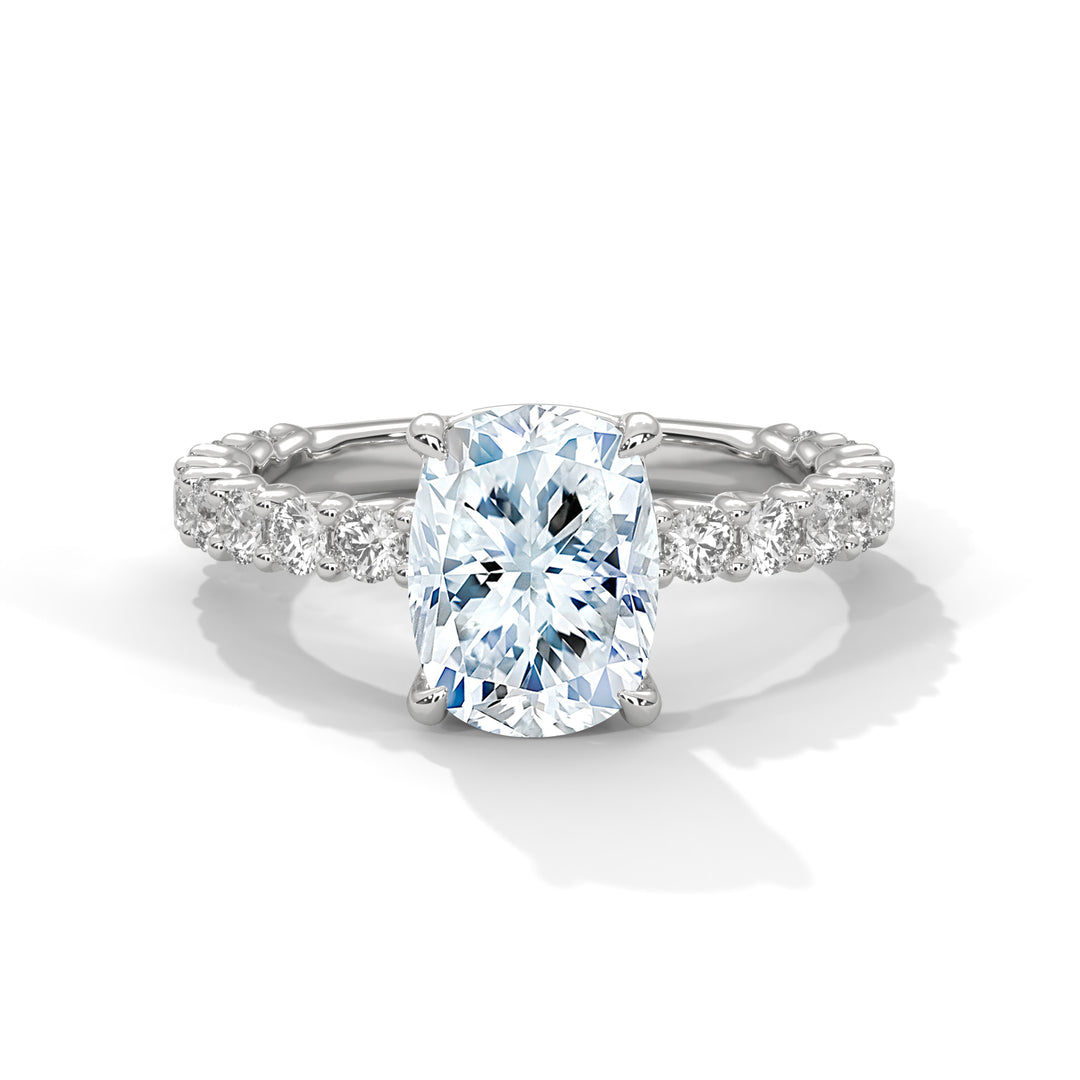 Evora Floating Diamond 2ct Long Cushion Lab Diamond Engagement Ring