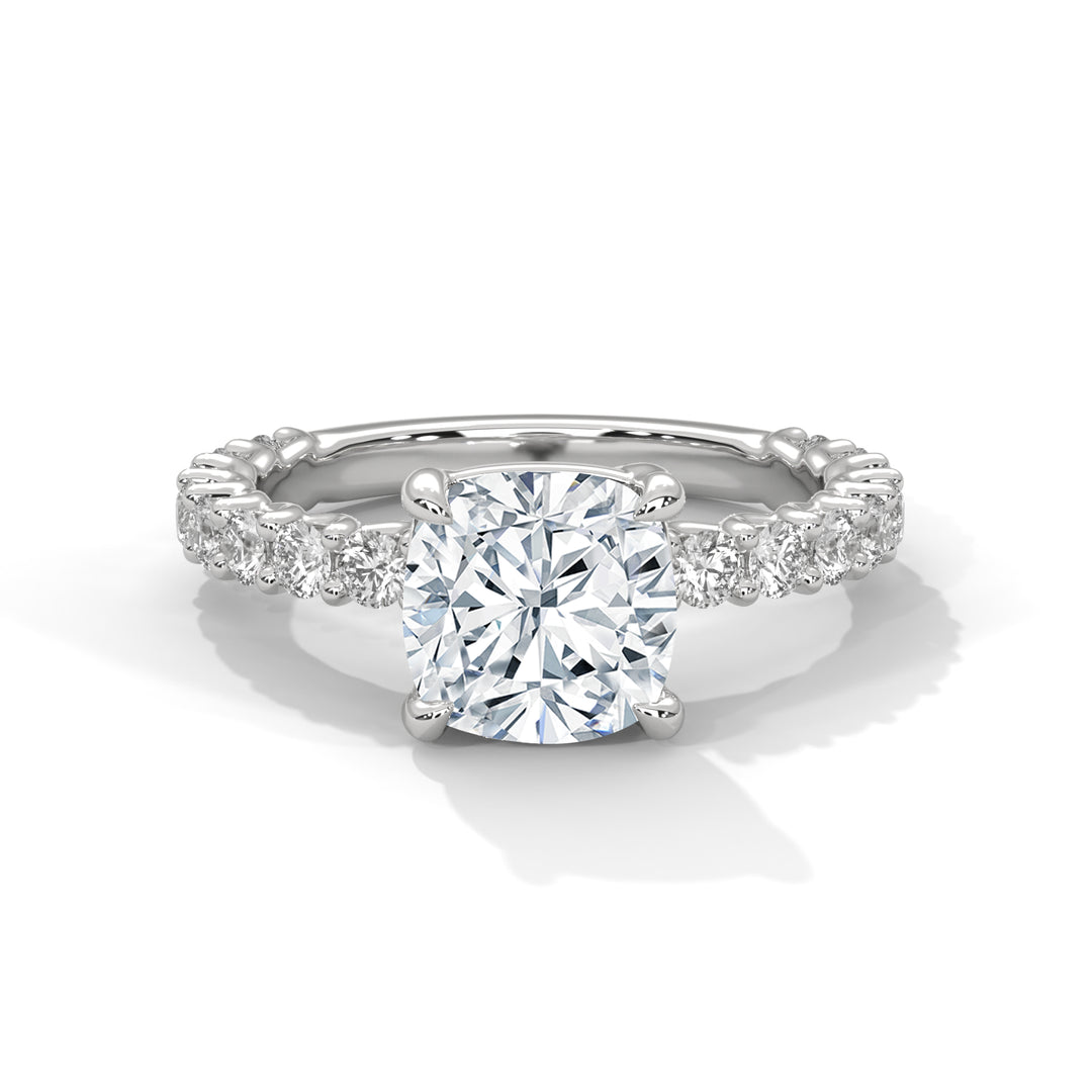 Evora Floating Diamond 2ct Cushion Brilliant Lab Diamond Engagement Ring