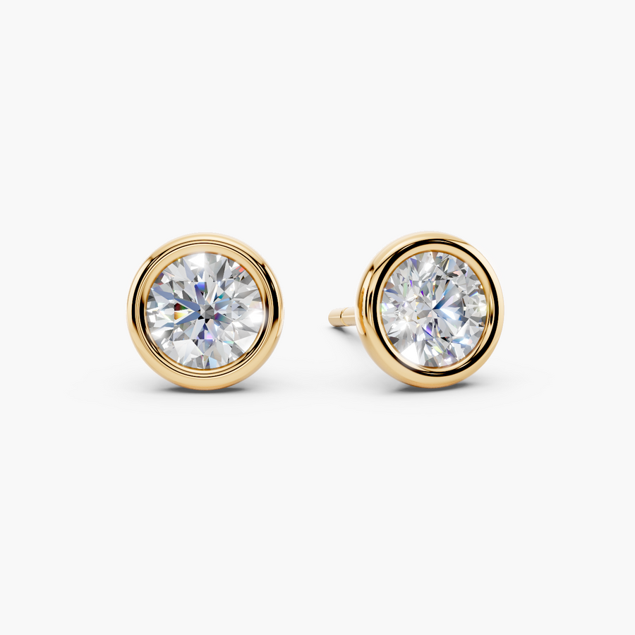 Round Lab Diamond Stud Earrings (1/2 CTW) in 14K Yellow Gold — Diyona