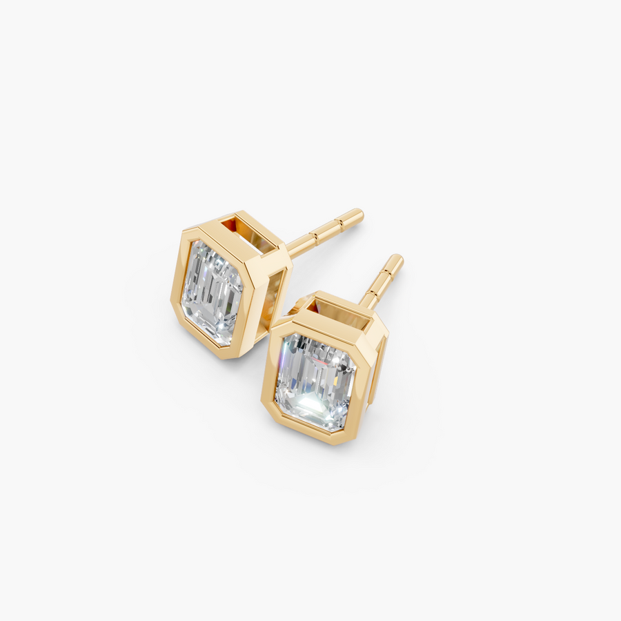 Emerald Lab Diamond Stud Earrings (2 CTW) | IGI Certified — alternate view — Diyona