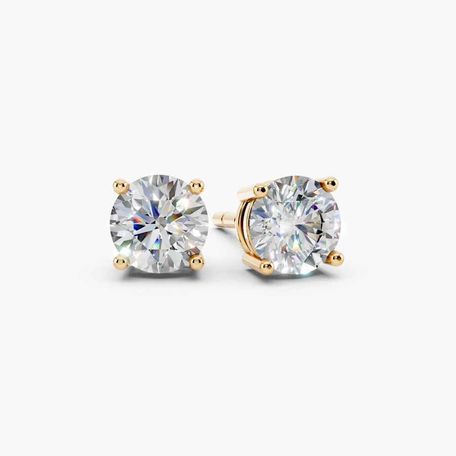 Lab Diamond Round 4-prong Pushback Stud Earrings - Pair View