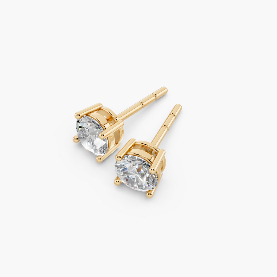 Round Lab Diamond Stud Earrings (1/2 CTW) — alternate view — Diyona