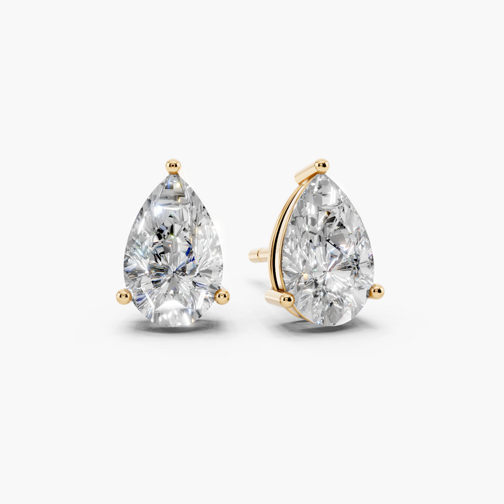Lab Diamond Pear 3-Prong Stud Earrings