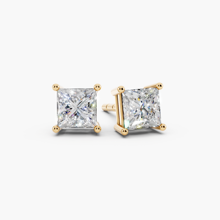 Lab Diamond Princess 4-Prong Stud Earrings