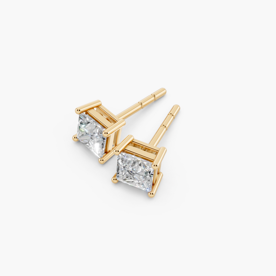 Princess Lab Diamond Stud Earrings (1/2 CTW) — alternate view — Diyona