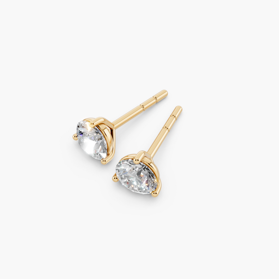Round Lab Diamond Stud Earrings (1/2 CTW) — alternate view — Diyona