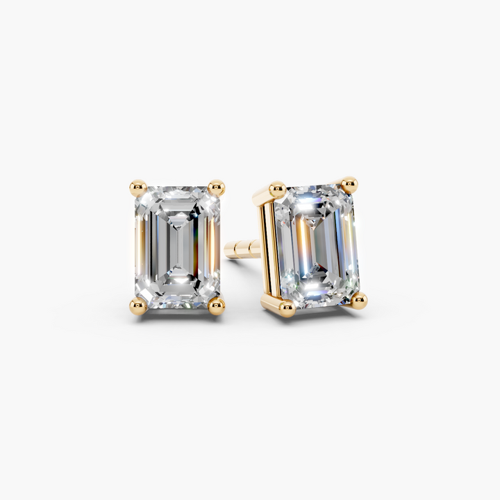 Lab Diamond Emerald 4-Prong Stud Earrings