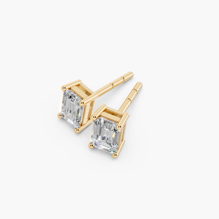 Emerald Lab Diamond Stud Earrings (2 CTW) | IGI Certified — alternate view — Diyona