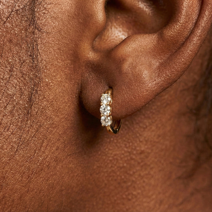 14K Yellow Gold Round Lab Grown Diamond 4 Prong Basket Push Back Stud Earring | IGI Certified (4.00 CTW)