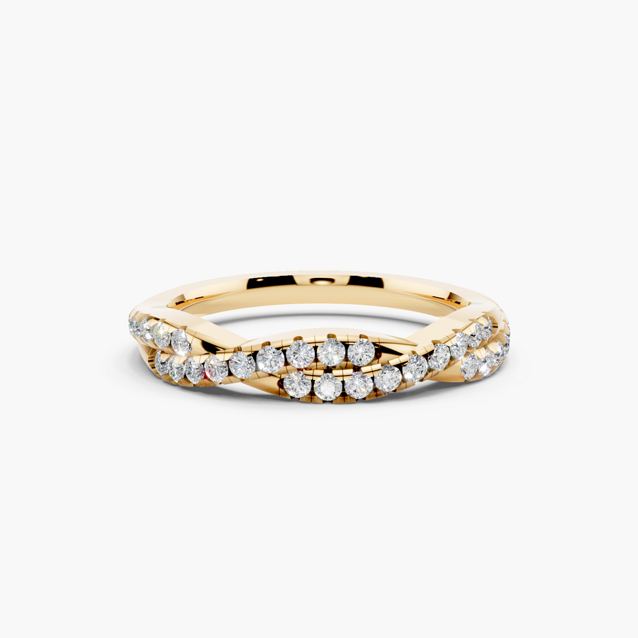 Twist Pavé Half-Eternity Wedding Band - Top View