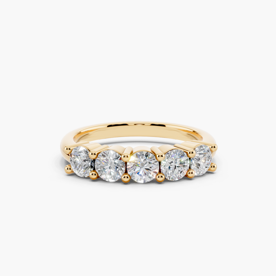 Five-Stone Round Wedding Band - Top View