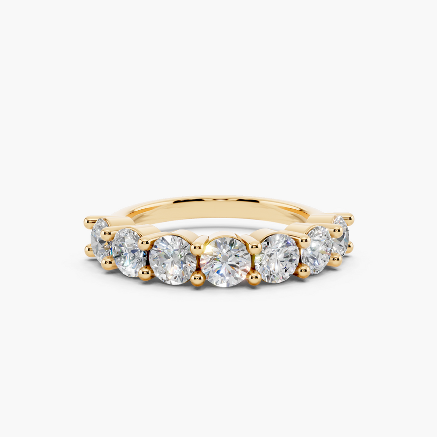 Round 7 Stone Half-Eternity Wedding Band - Top View
