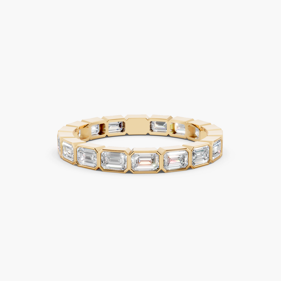 East-West Emerald Bezel Eternity Wedding Band 1.5 CTW - Top View