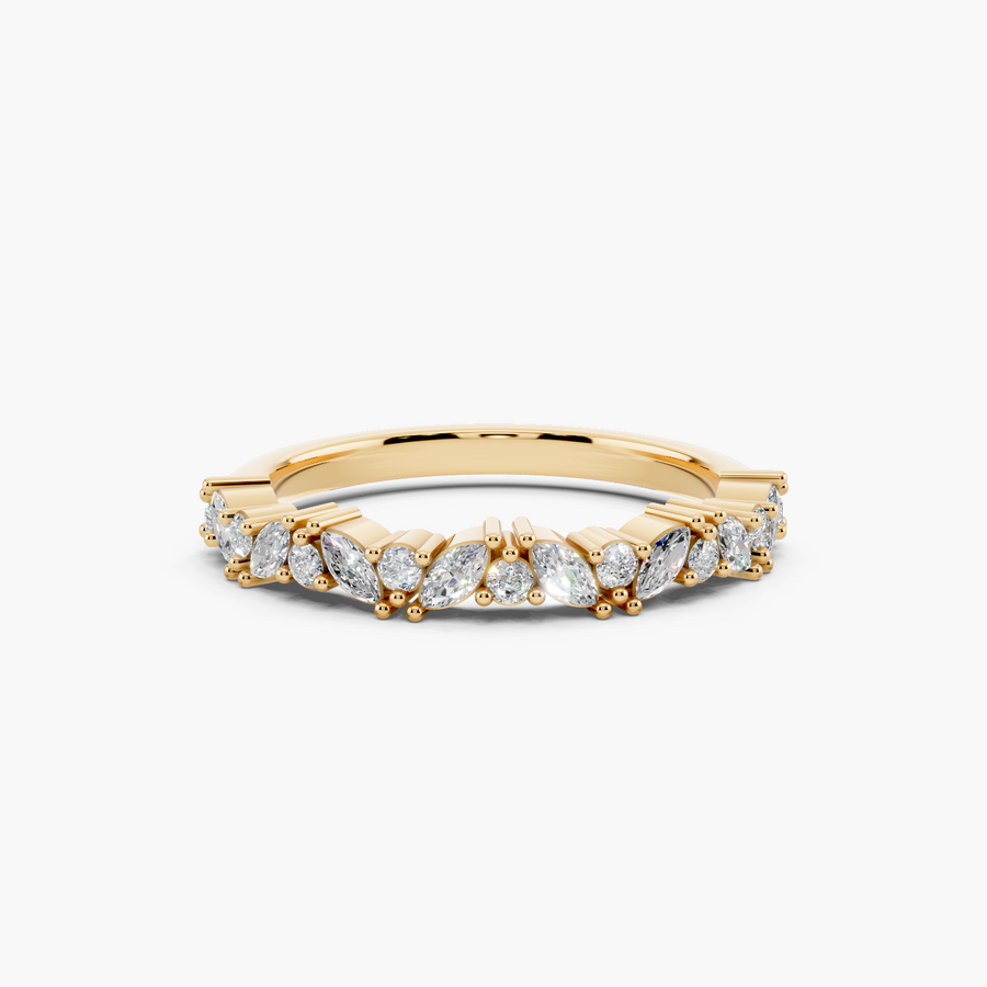 Marquise & Round Half-Eternity Wedding Band 1/4 CTW - Top View