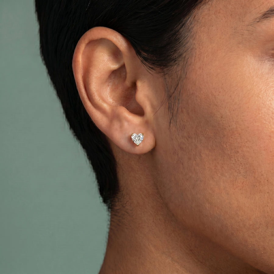 Heart Lab Diamond Stud Earrings (1 CTW) | IGI Certified — alternate view — Diyona