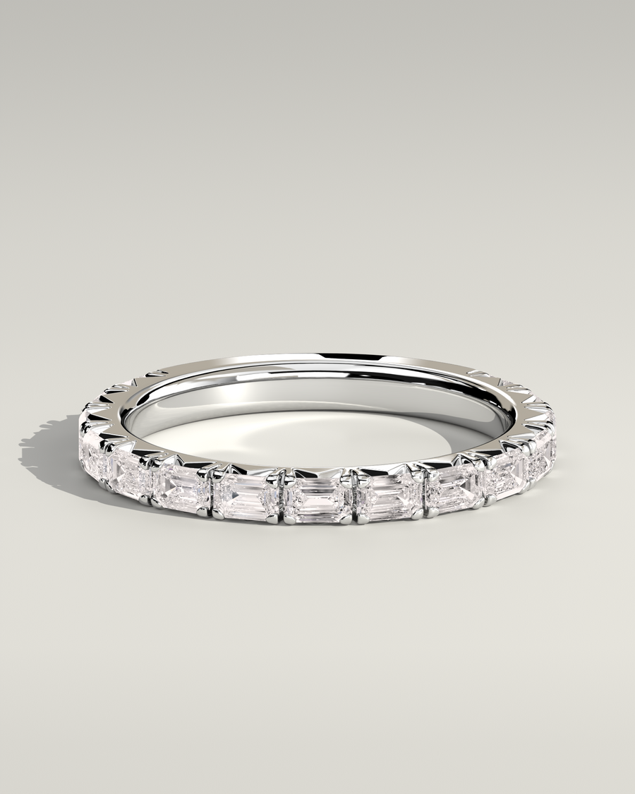 East West Emerald Wedding Band — alternate view — Diyona