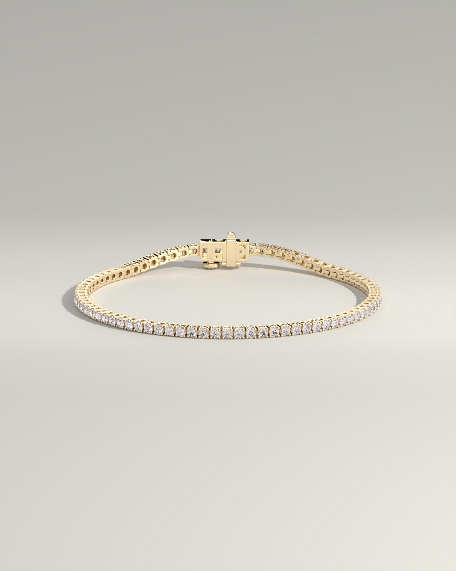 3 Carat Total Weight Round Lab Grown Diamond Tennis Bracelet in 14k Yellow Gold — Diyona