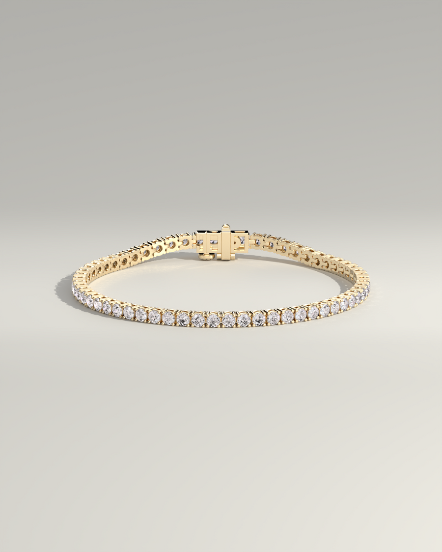 5 Carat Total Weight Round Lab Grown Diamond Tennis Bracelet in 14k Yellow Gold — Diyona