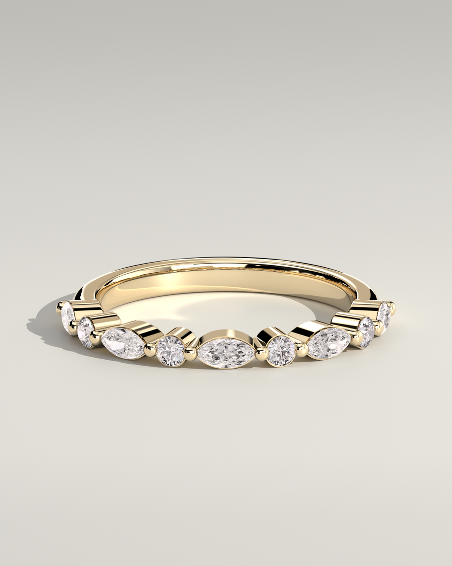 Marquise & Round Half-Eternity in 14K Yellow Gold — Diyona