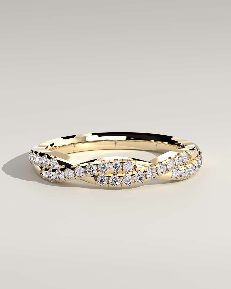 Twist Pavé Half-Eternity in 14K Yellow Gold — Diyona