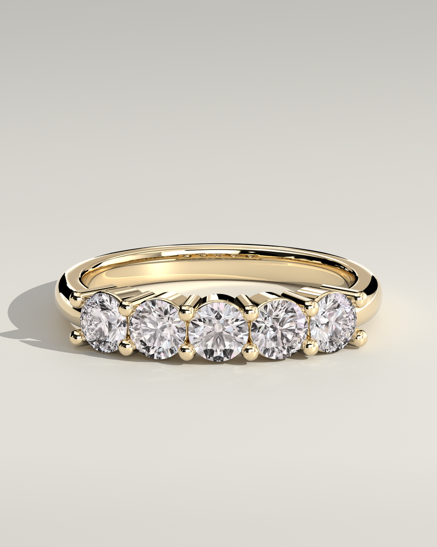 Five-Stone Round Wedding Band in 14K Yellow Gold — Diyona