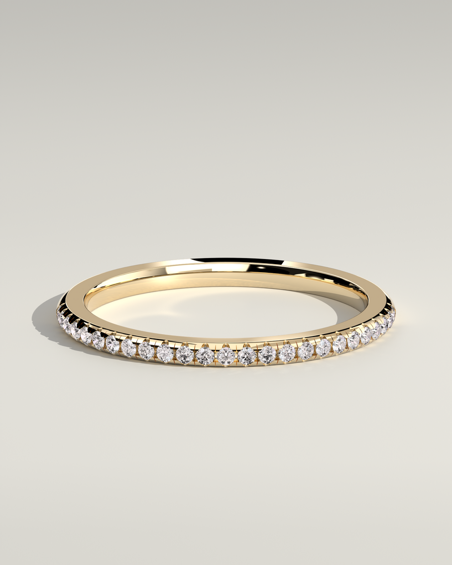 Pavé Diamond Eternity Wedding Band in 14K Yellow Gold — Diyona