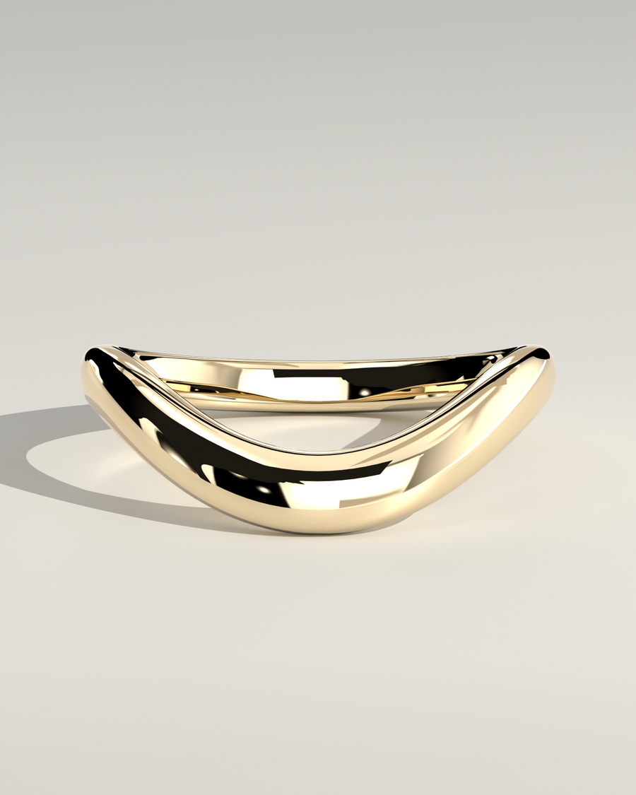 Curved Wave Wedding Band in 14K Yellow Gold — Diyona