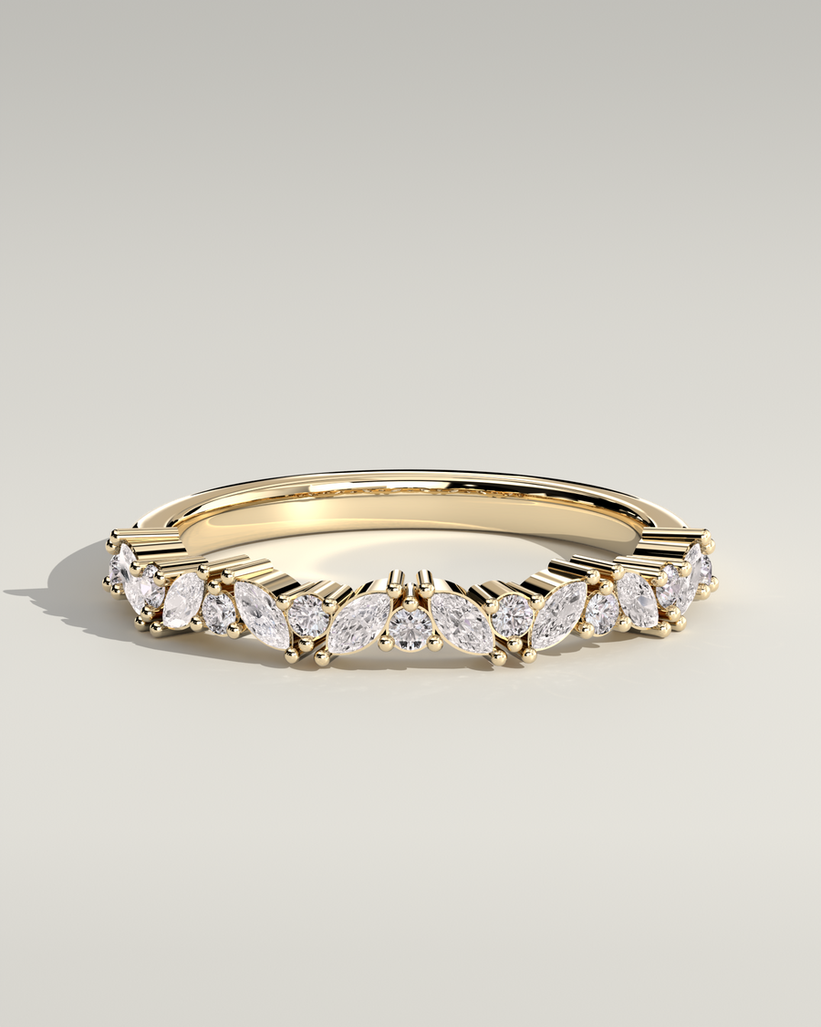 Marquise & Round Half-Eternity in 14K Yellow Gold — Diyona