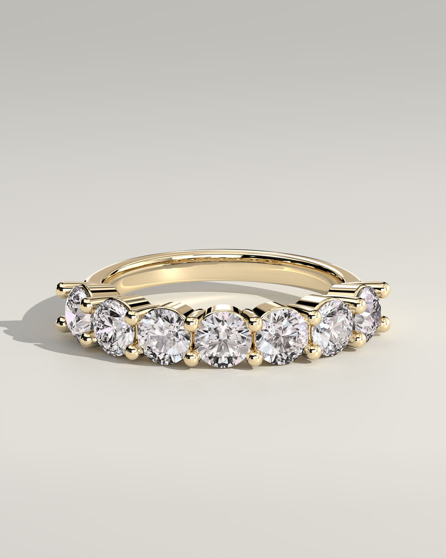 Round 7 Stone Half-Eternity Band in 14K Yellow Gold — Diyona