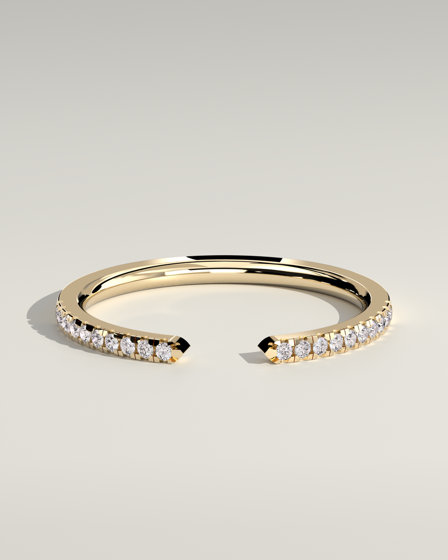 Open Pavé Wedding Band in 14K Yellow Gold — Diyona