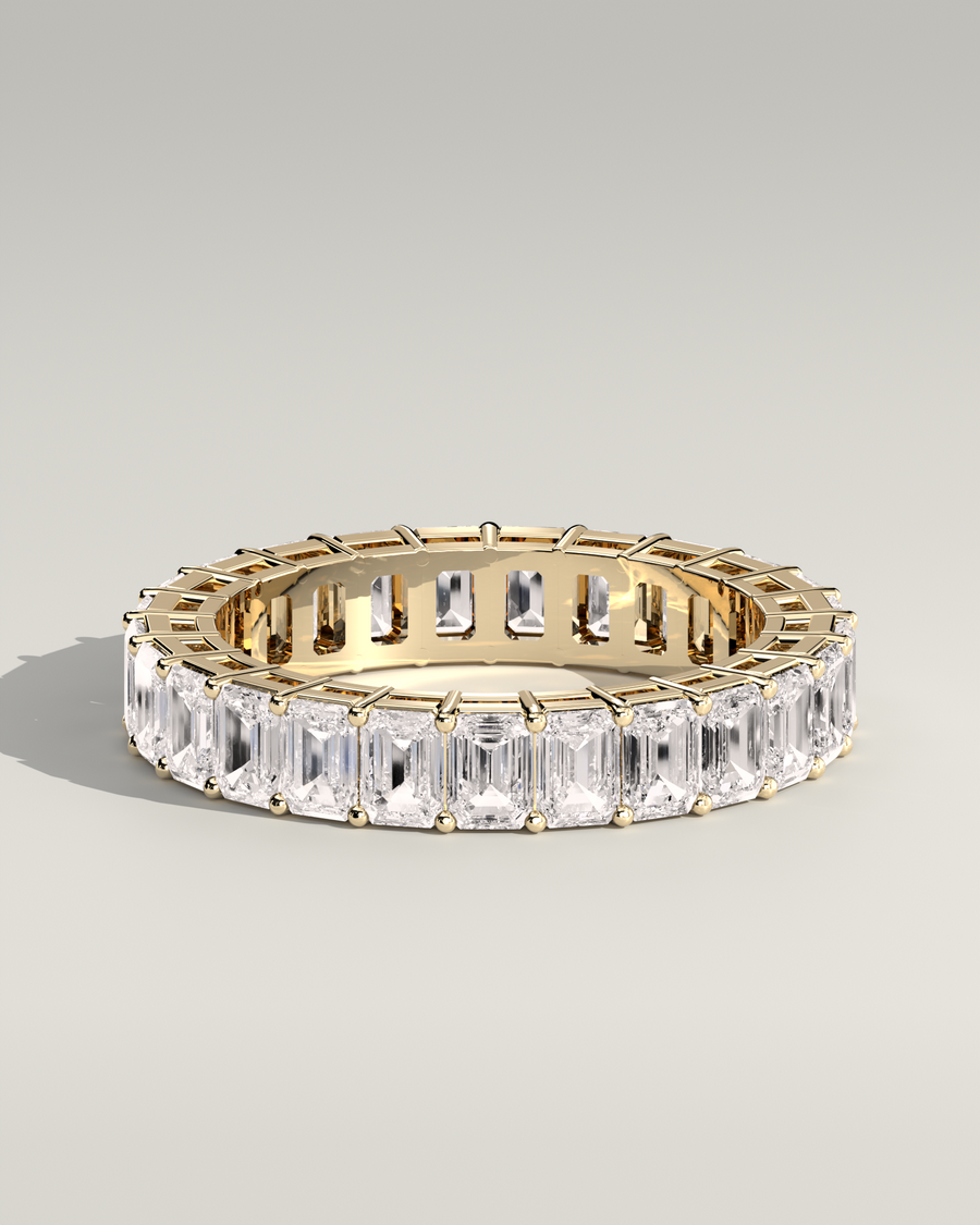 Emerald Cut Eternity Band in 14K Yellow Gold — Diyona